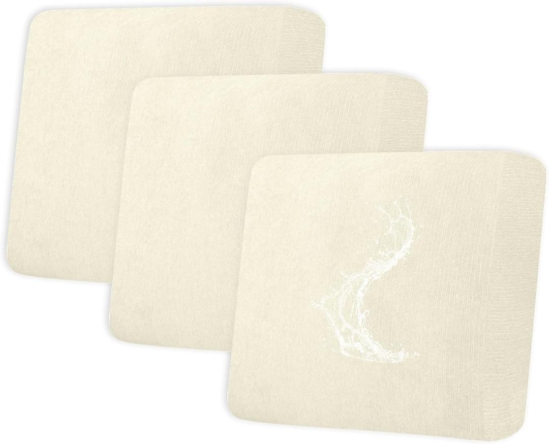 Waterproof Couch Cushion Covers - Stretch Washable Slipcover with Elastic Non-Slip Design, Furniture Protector for Pets,Kids (3 Cushion Oversized Sofa, Light Yellow)