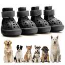 Dog Shoes for Hot Pavement,Non-Slip Waterproof Breathable Easy to Clean Put On and Take Off Dog Boots,Paw Protector for Hot Summer Roads Winter Snow (Black, Size 8:(3.15"x2.56")(L*W))