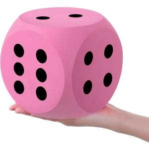 Shappy 6 Inches Foam Dice Fun Filled Large Educational Toy Kawaii Giant Dice Decorative Eva Foam Jumbo Cube Big Square Building Blocks for Game Nights Learning Sessions(Pink,1 Pc)