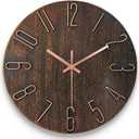 AIRUIFU Wall Clock 12 Inch Non-Ticking Silent Battery Operated Round Wall Clock Modern Simple Style Decor Clock for Home/Office/School/Kitchen/Bedroom/Living Room (Brown)