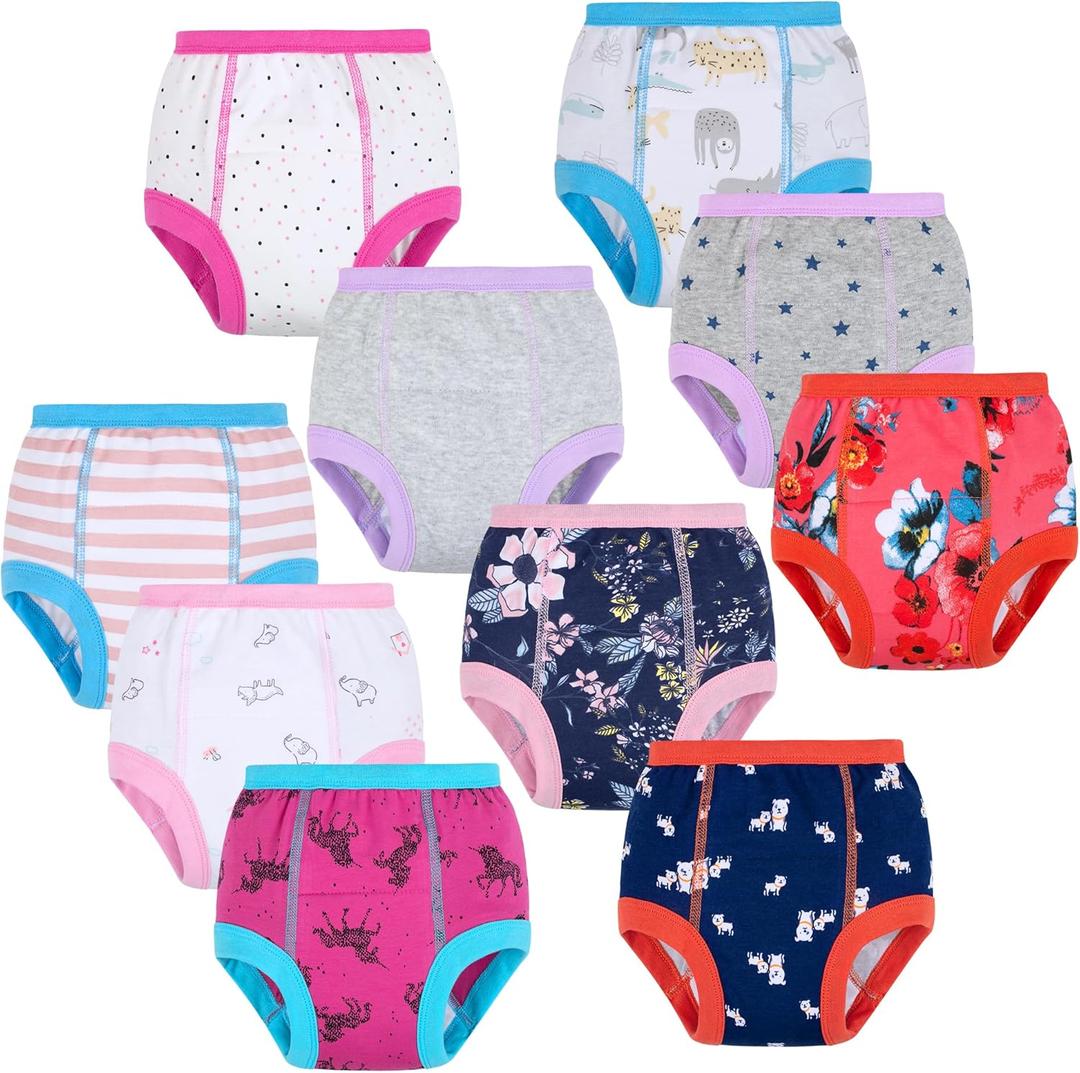BIG ELEPHANT 10-Packs Training Underwear Absorbent Toddler Potty Trained Pants for Boys and Girls, 9-10Y