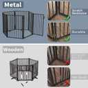 Metal Freestanding Dog Gates with Door for Outdoor Indoor,80'' Extra Wide Free Standing Dog Gate for Doorways,Large Openings,Deck,Yard,Porch,Foldable Safety Pet Fence(Black,4 Panels)