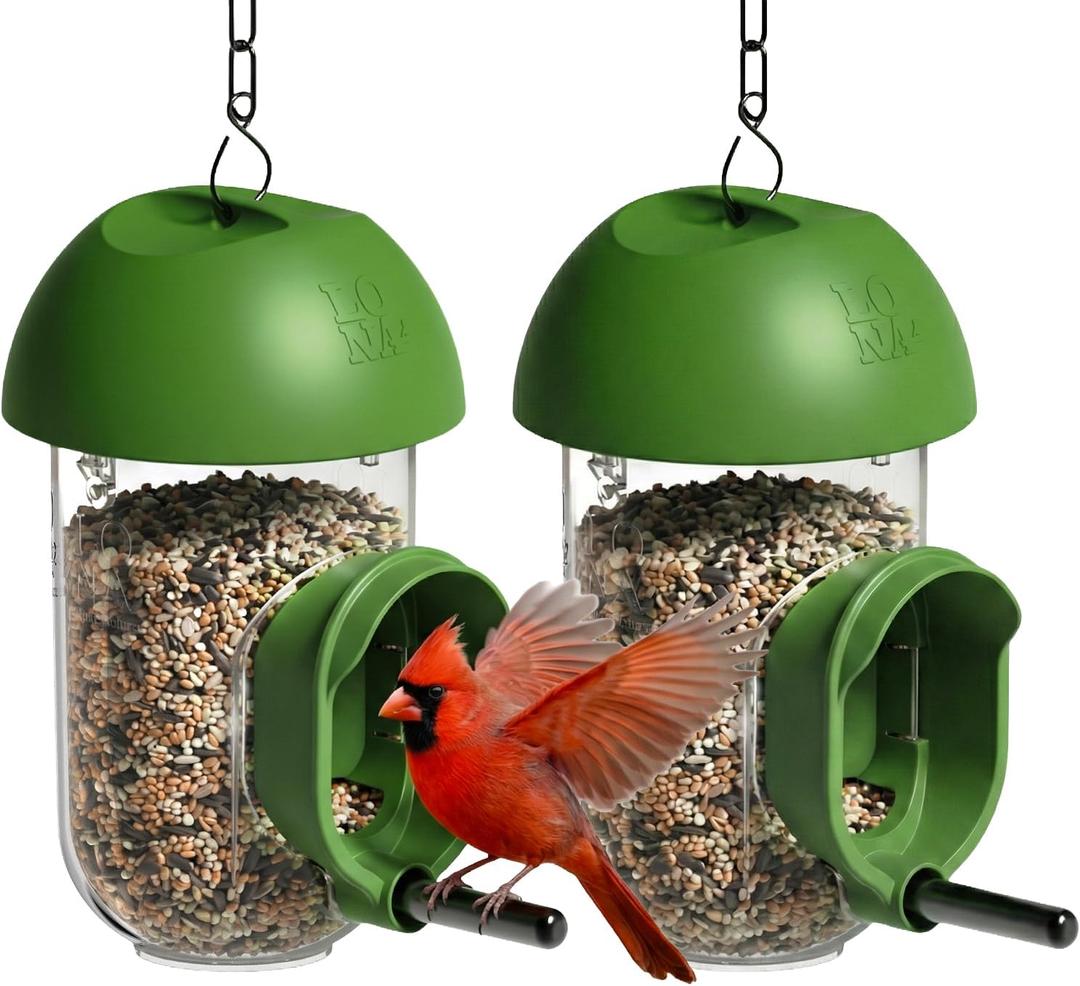 LONA Bird Feeders for Outdoors 2 Pack, Tube Birds Feeder Weatherproof with Multiple Hanging Methods, Wild Feeding Silo for Outside, 1 Port