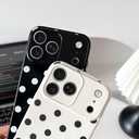 Skyseaco Compatible with iPhone 17 Pro Case Cute Polka Dot Phone Case Soft Slim TPU Shockproof Phone Cover Full Camera Protection for Women Girls - White