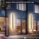2Pack 23.6inch Long Outdoor Modern LED Wall Light,18W Waterproof IP65 Warm White 110V led Wall Mount Lighting Fixture Rectangular Black Wall Lights Elegant Frosted White Acrylic Anti Rust