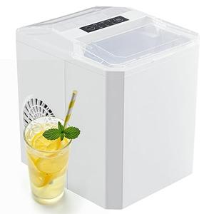 HealSmart Countertop Ice Maker, 9 Ice Cubes Ready in 6 Minutes, 26lbs/24Hrs, 2 Sizes Bullet Ice, Self-Cleaning with Scoop, Basket & Handle, for Kitchen, Office, White