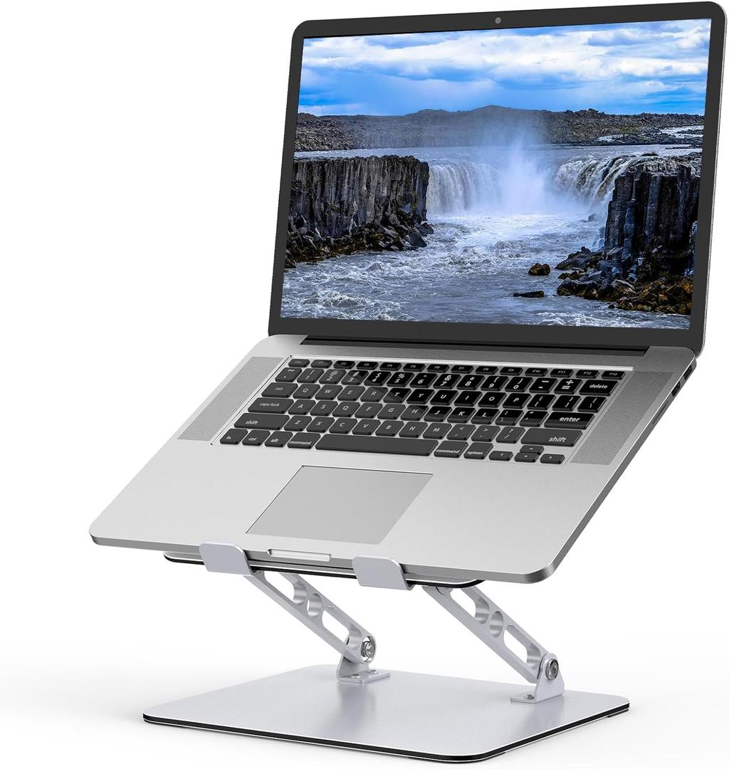 Laptop Stand for Desk, Adjustable Laptop Riser, Metal Foldable Computer Stand Holder Portable Notebook Mount, Ventilated Cooling Printer Stand Compatible with 10-15.6 Laptops