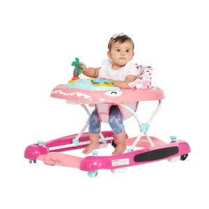 Dream On Me Baby Steps Baby Walker in Pink, Adjustable Three Position Height Setting, Removable Tray, Easy to Fold and Store Baby Walker