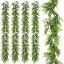 Suncalla 10 Pack 5.57ft Artificial Greenery Garland Lifelike Green Fake Vines Plastic Hanging Fern Leaf Garlands for Indoor Wall Mantel Home Decoration Wedding Arch Party Decor