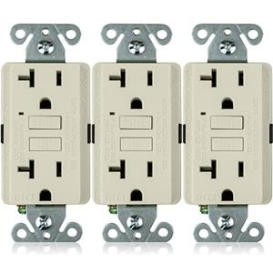 Faith [3-Pack] 20A GFCI Outlets, ETL Listed, Non-Tamper-Resistant GFI Duplex Receptacles with LED Indicator, Self-Test Ground Fault Circuit Interrupter, Light Almond, 3 Piece