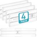 Vtopmart 4 Pack Drawer Dividers for Clothes, 4" High 10.2"-16.5" Adjustable Expandable Dresser Drawer Organizer, Clear Plastic Separators for Dresser, Baby Clothing, Underwear, Cosmetic, Toiletries