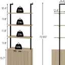 Yusong 73" Tall Bookshelf with Cabinet, Industrial Ladder Wall Mount Shelf Bookcase with Wood and Metal Frame, Plant Shelf Wall Storage Display for Living Room Bedroom, Wavy Light Ivory
