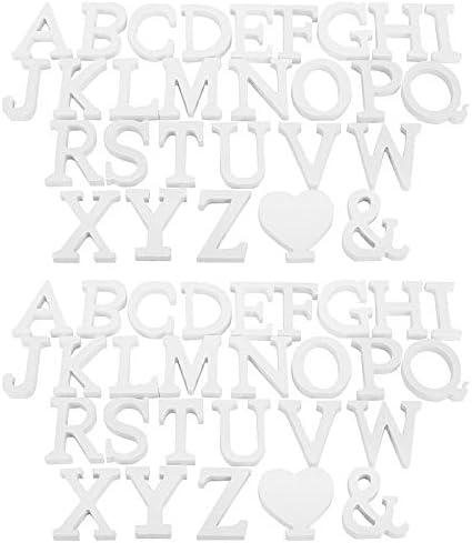 HOZEON 56 PCS Decorative Wooden Letter, White Free-Standing Wood Letters, Modern and Stylish Wall Letters for Bedroom, Wedding, Birthday Party, Children, Home Decoration