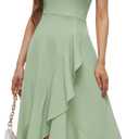 Bbonlinedress Halter Cocktail Women Dresses Prom Formal Wedding Bridesmaid Dress Ruffled Maxi Hi-Lo Evening Party 2025 Dress (3X-Large, Light Green)