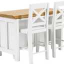 1/12 Dollhouse Kitchen Islands Dining Table Chairs Set Miniature Kitchen with Stools, Modern Wood Furniture for Dollhouse Room Decor Realistic Miniatures for Restaurant Bar Pub Barbie Crafts