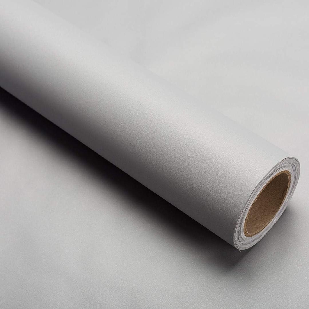 15.8" x400"Grey Wallpaper Self Adhesive Film Peel and Stick Wallpaper Grey Adhesive Paper Waterproof Removable DIY Decorative for Kitchen Cabinet Countertops Shelf Liner Upgrade Thicker