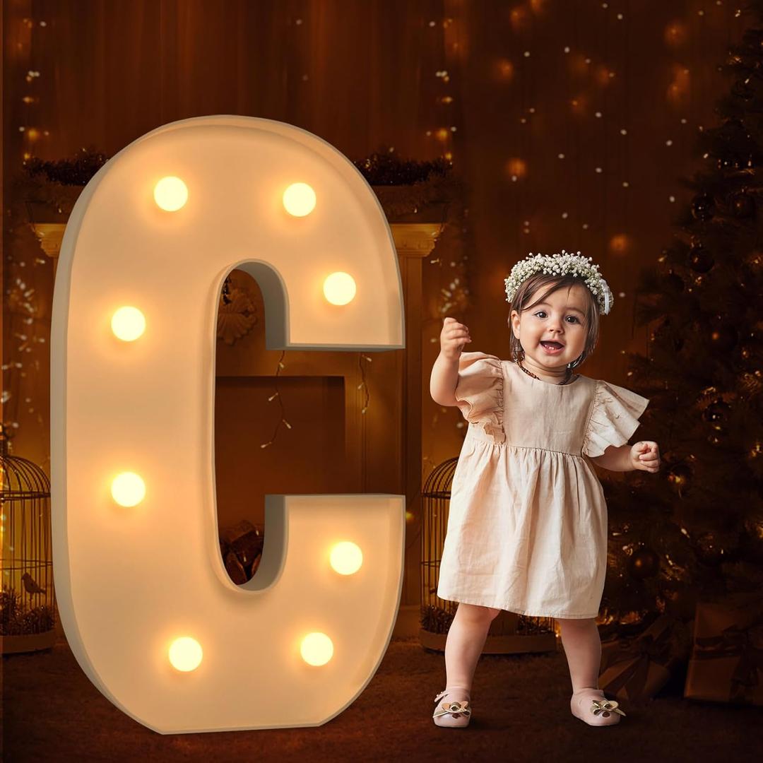 Tongjoy Marquee Letters 3 Feet Tall 3FT Large Light Up Letters C for Wedding Will You Marry Me Sign Happy Birthday Engagement Party Decorations Big Letterboard C