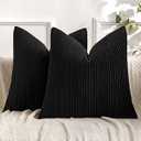 Woaboy Navy Blue Throw Pillow Covers Set of 2 Velvet Striped Pattern Pillow Covers 18x18 Inch Soft Luxury Decorative Pillow Covers Home Decor for Winter Couch Bed Living Room
