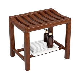 Azlafu Rubber Wood Shower Bench, Non-Slip Waterproof Wooden Shower Stool for Adults & Elderly, Sturdy Bath Seat for Inside Shower or Tub – 20.08" D x 14.96" H x 6.3" W