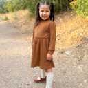 Vieille Toddler Baby Girls Fall Clothes Soft Knit Turtleneck Sweater Dress Long Sleeve Winter Outfits 2-6 Years (Brown)