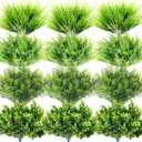Zeyune 80 Bundles Artificial Grass Plants Outdoor UV Resistant Faux Grass Fake Bushes Plastic Greenery Shrubs Bulk Arrangement for House Outdoor Indoor Decoration Front Porch Window (Lifelike)