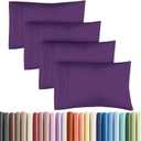 Queen Pillow Cases Set of 4 - Ultra Soft Hotel Quality Pillowcase Covers - Comfy, Cozy & Wrinkle Free - Shrinkage, Stain and Fade Resistant - Machine Washable Pillow Protectors - 4 Piece Set - Purple