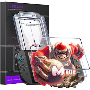LISEN for [Matte version] Nintendo Switch 2 Screen Protector (ANTI-GLARE & Auto Alignment Kit) Screen Protector Switch2 Tempered Glass [Longest Durable] Full Coverage switch 2 accessories, 2 Pack