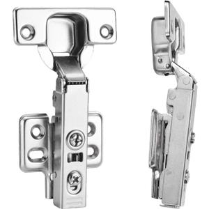 4pcs Full Overlay Cabinet Hinge Frameless Concealed Door Hinges European Soft Closing Four-Hole Mounting Plate Hinges Nickel Plated Finish (2 Pairs)
