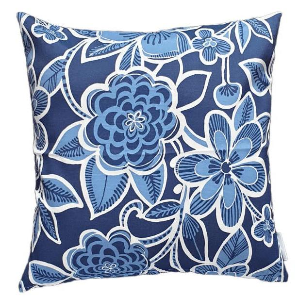 Bold Blue and White Flowers Outdoor Cushion Cover 12"x20" 2 Pack