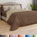 King Size, Brown/Beige Alternative Down Comforter - Warm, Lightweight & Breathable Hotel Quality Bedding for Men, Women, Kids & Teens - All Season Oversized Cooling Microfiber Duvet Insert Comforter (King (102" x 90"))