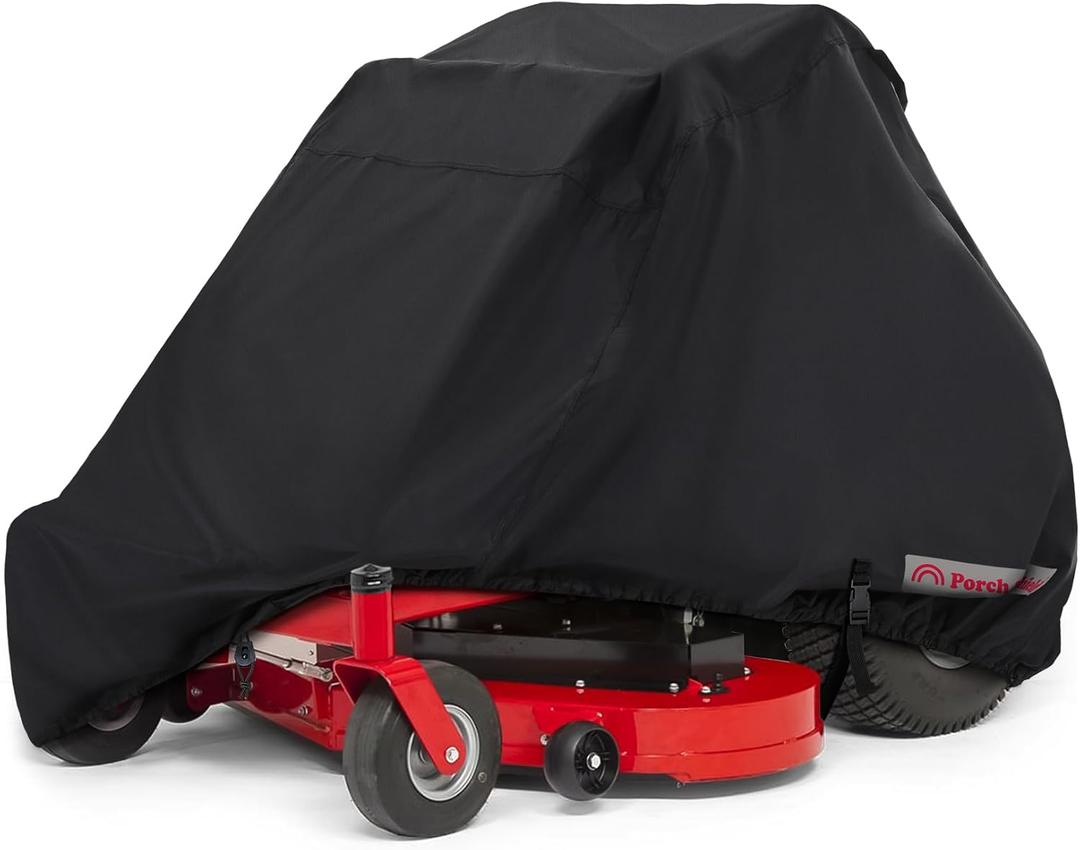 Porch Shield Zero Turn Mower Cover - Waterproof Heavy Duty Riding Lawn Tractor Cover Up to 62 inches Decks Black