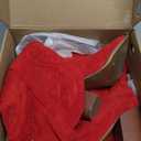 VOMIRA Knee High Cowboy Boots for Women Pointed Toe Chunky High Heels Pull-on Embroidered Boots Western Boots Wide Calf Cowgirl Boots (8)