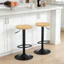 Bar Stools Set of 2, Round Bar stools Backless Adjustable Swivel Bar stools Bamboo Modern Barstools Slim Bar Stools, Backless Counter Height Stools for Kitchen Island, Bar, Cafe, Dining Room
