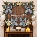 Soulchen 4 Pack 15.7 Inch Large Stuffed Bows Cute Hanging Decor for Valentine's, Galentine's Day, Birthday, Baby Shower, Bridal Shower, Wedding, Bachelorette Party Supplies(Silver)