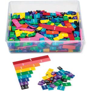 Hand2mind Plastic Rainbow Fraction Tiles, Montessori Math Materials, Fraction Manipulatives, Unit Fraction, Fraction Bars Math Manipulatives, Fraction Games, Homeschool Supplies (15 Sets of 51 Pieces)