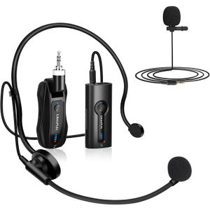 KIMAFUN Wireless Lavalier Microphone System, Wireless 2.4GHz Lapel Mics Handheld Mic 2 in 1 for Teaching, Teachers, Speech, Tour Guiding, Speaker, Amplifier, PA System, Broadcast, G70-2