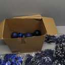 Sratte 94 Pcs Christmas Tree Decorations Set, Christmas Tree Ball Ornaments Glitter Poinsettia Flowers Decorations Glitter Berries Stems for Xmas Holiday Wedding(Navy Blue)