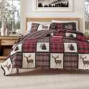 Great Bay Home Lodge Bedspread King Size Quilt with 2 Shams. Cabin 3-Piece Reversible All Season Quilt Set. Rustic Quilt Coverlet Bed Set. Stonehurst Collection. (Red/Black)