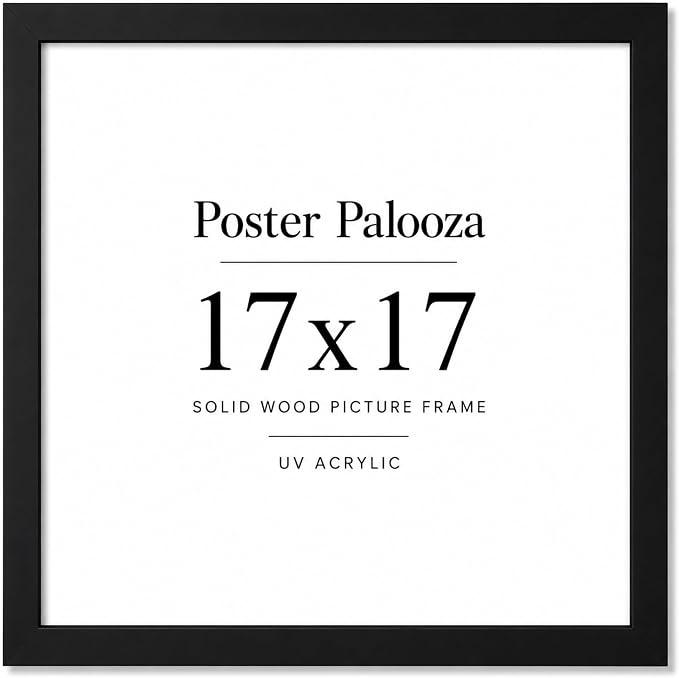 Poster Palooza 17x17 Black Frame Solid Wood Picture Frame with UV Acrylic