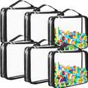 Sanwuta 6 Packs Toy Storage Bags, PVC Organizing Case Bags with Zipper, Waterproof Toy Container for Board Games, Building Blocks, Puzzles, Small Toys and Kids Books(Large,Clear)