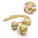 Curtain Tiebacks, Curtain Holdbacks Gold Yellow Curtain Tiebacks Rope with Double Ball Curtain Ties for Drapes Decorative Drapery Holdback Rope for Drapes Handmade Tie Backs Hooks No Drill