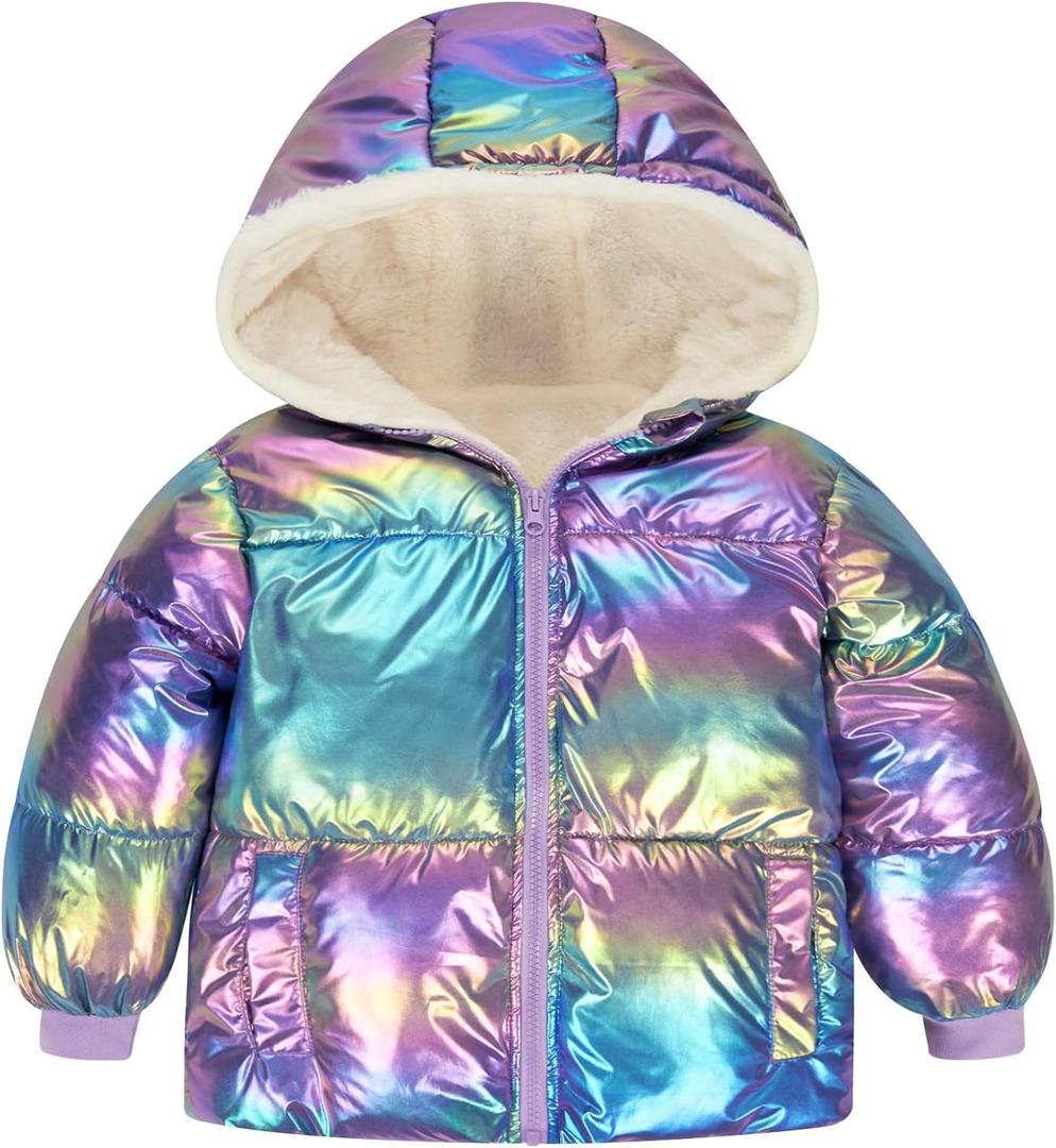 UNICOMIDEA Baby Girl Winter Coat Laser Toddler Jackets Warm Down Outerwear with Hooded for 12M-5T
