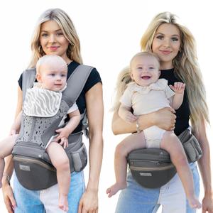 Baby Carrier Pro, MOMTORY Safety-Certified 6-in-1 Ultra Storage Baby Carrier Newborn to Toddler, Detachable Baby Holder Carrier with Hip Seat, Ergonomic Cozy Baby Front and Back Carrier for 7-50lbs (Deep Grey)