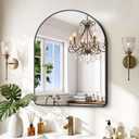GLASHOM Arched Bathroom Vanity Mirror, 24"x30" Black Frame Wall Mirror