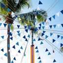Fanfanwin 7 ft Blue-white Grand Opening Feather Flag for Business Grand Opening Banner Decoration with Pole Kit Tall Advertising Pennant Banner Bunting String Triangle Flags Set for Outside Store Sign