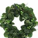 24 inch magnolia leaves and berry grapevine wreath