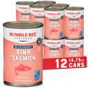 Bumble Bee Canned Pink Salmon, 14.75 oz Cans (Pack of 12) - Premium Wild Caught Salmon with Skin & Bones - 18g Protein per Serving - MSC Certified Sustainable Seafood, Non-GMO, Gluten Free, Kosher
