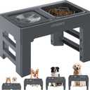 URPOWER 2-in-1 Elevated Slow Feeder with No Spill Dog Water Bowl 4 Height Adjustable Raised Bowl Stand for Small to Large Dogs, Cats & Pets