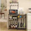 3IngSeagulls Baker's Rack for Kitchen with Storage, Microwave Stand with Adjustable Shelves, Kitchen Stand with 10 S Hooks, 6-Tier Coffee Bar Station, Storage Shelves for Spices, Pots, Gray