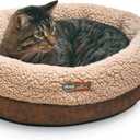 K&H Pet Products Heated Cat Bed Indoor, Thermo-Snuggle Cup Bomber Soft Heated Pet Bed for Large Indoor Cats and Small Dogs, Machine Washable, Waterproof Heated Pad, Safety Listed - 18x14in Chocolate